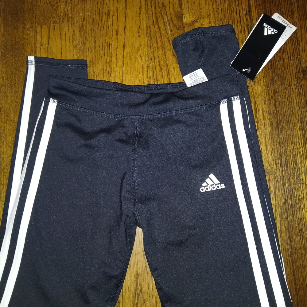 Adidas Kids Black and White Striped Pants Size 10/12. New With Tags